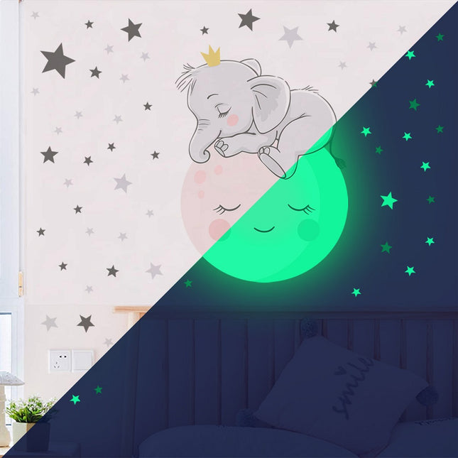 Adhesivo luminoso pared elefante para bebé