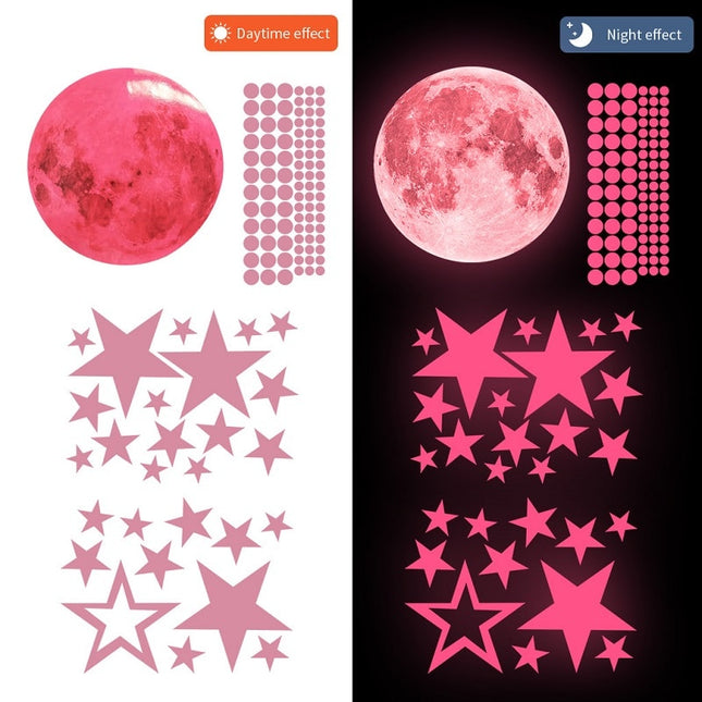 Luna y estrellas adhesivas rosas