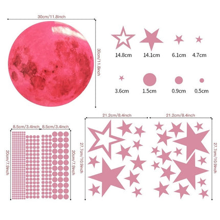 Luna y estrellas adhesivas rosas