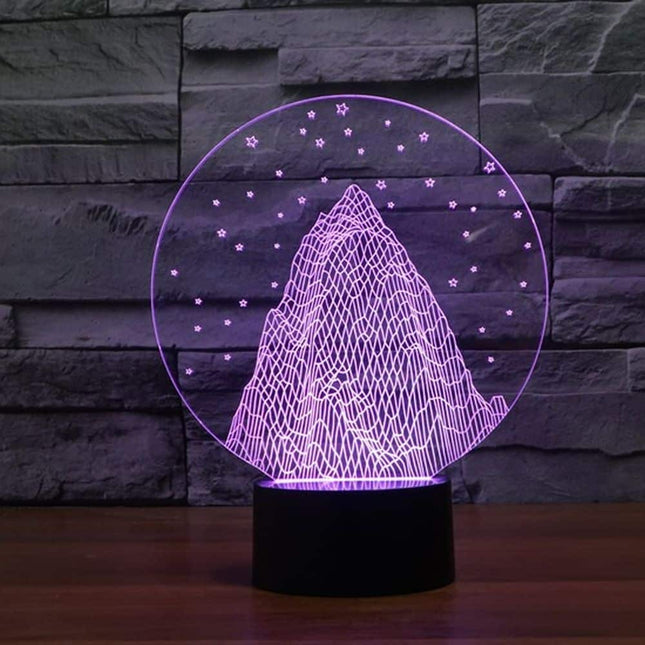 Lámpara LED 3D ilusión montaña nevada