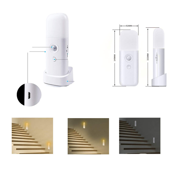 Luz de noche portátil con sensor movimiento