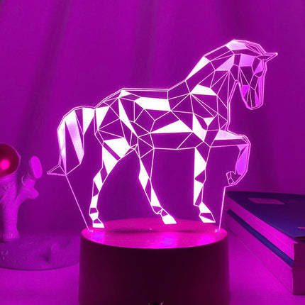Lámpara 3D LED con ilusión caballo