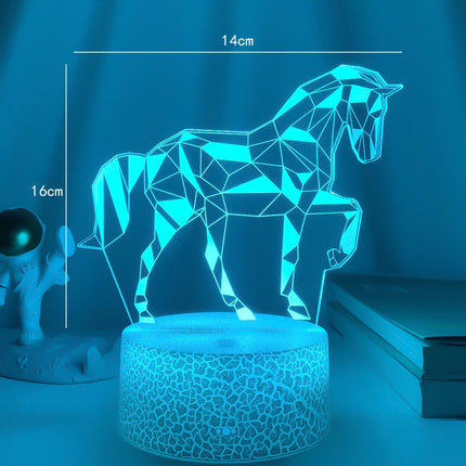 Lámpara 3D LED con ilusión caballo