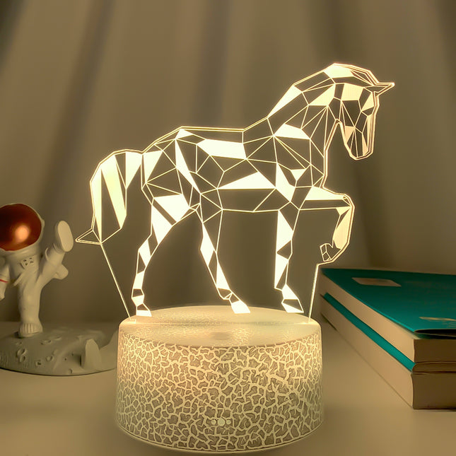 Lámpara 3D LED con ilusión caballo