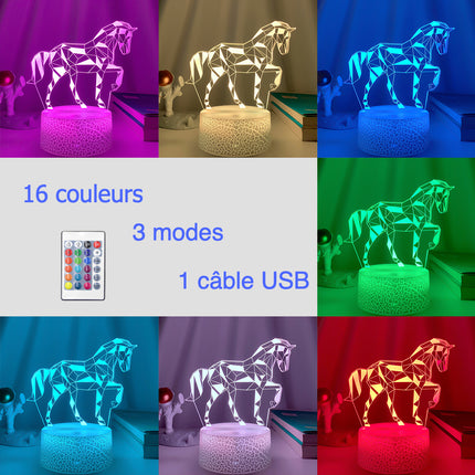 Lámpara 3D LED con ilusión caballo