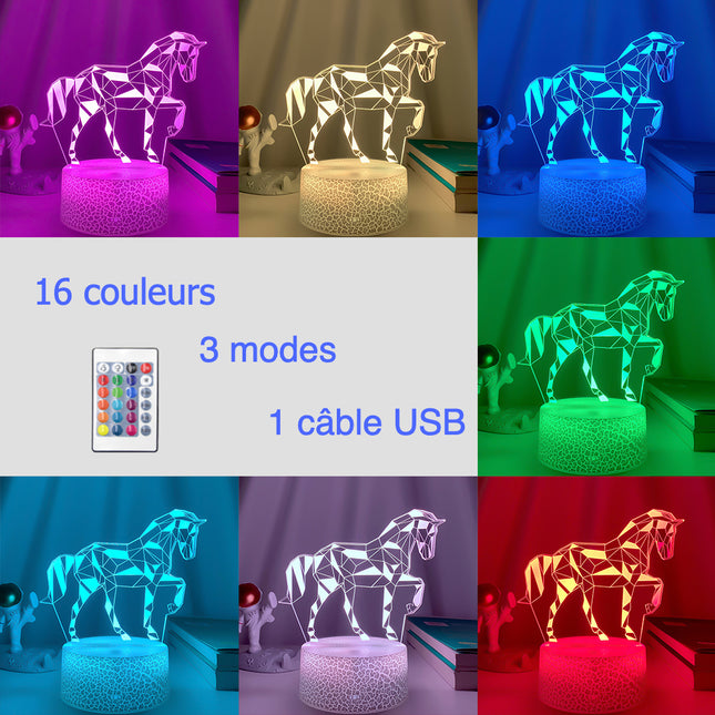 Lámpara 3D LED con ilusión caballo