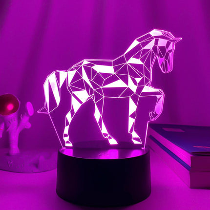 Lámpara 3D LED con ilusión caballo