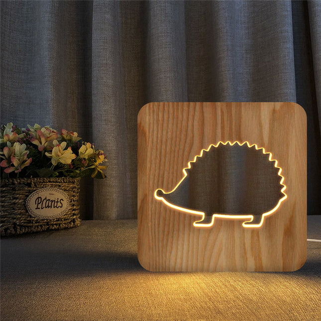 Lámpara de noche madera diseño erizo