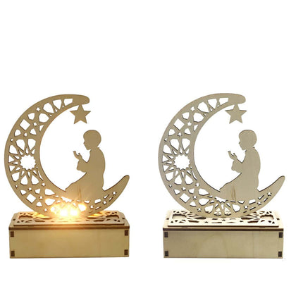 Decoración Ramadán luna de madera LED