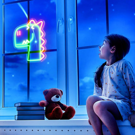 Luz de neón LED dinosaurio verde