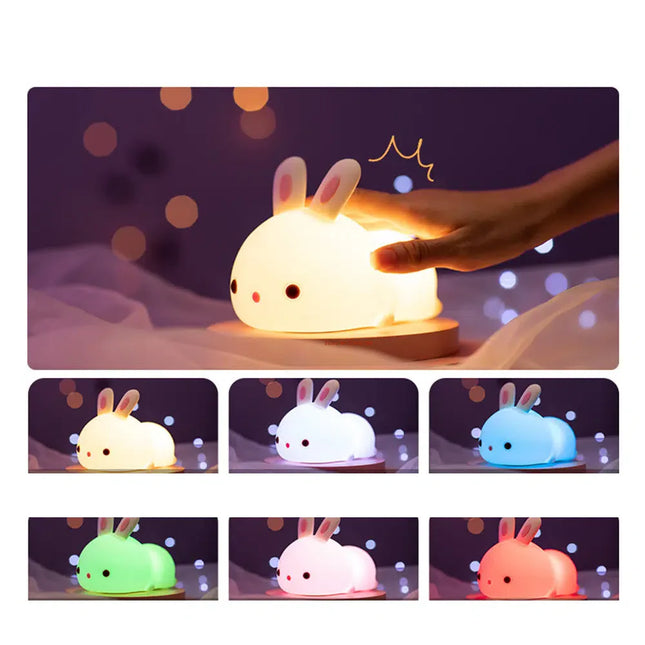 Luz quitamiedos conejo táctil con mando