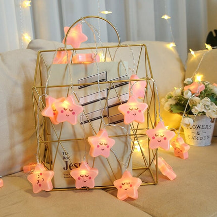 Guirnalda de luces LED estrellas rosas