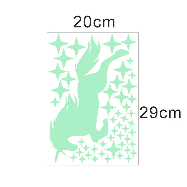 Pegatinas fluorescentes de pared unicornio estrellas