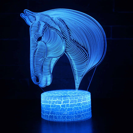 Lámpara 3D LED cabeza de caballo