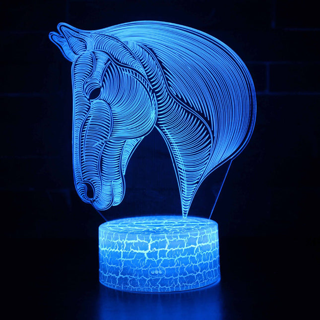 Lámpara 3D LED cabeza de caballo