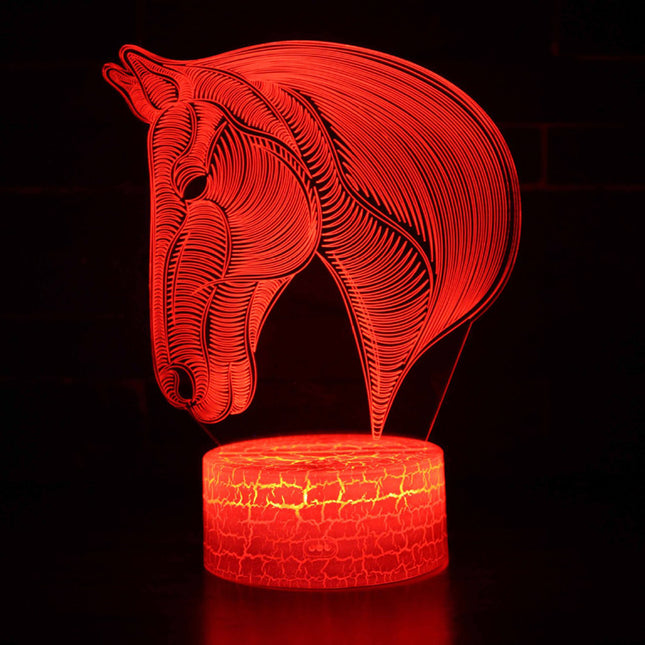Lámpara 3D LED cabeza de caballo