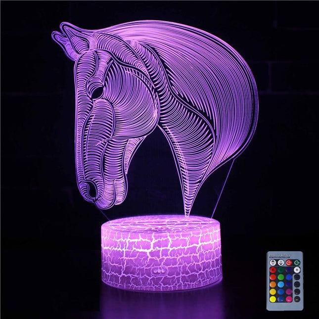 Lámpara 3D LED cabeza de caballo