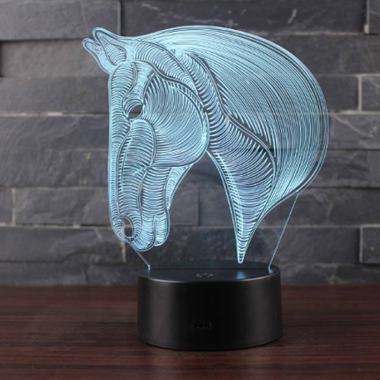 Lámpara 3D LED cabeza de caballo