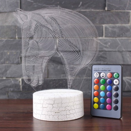 Lámpara 3D LED cabeza de caballo