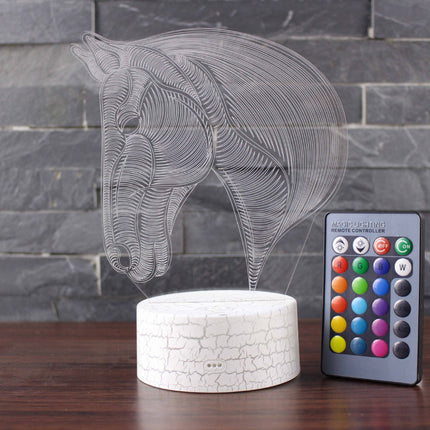 Lámpara 3D LED cabeza de caballo