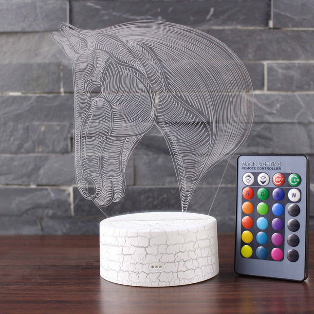 Lámpara 3D LED cabeza de caballo