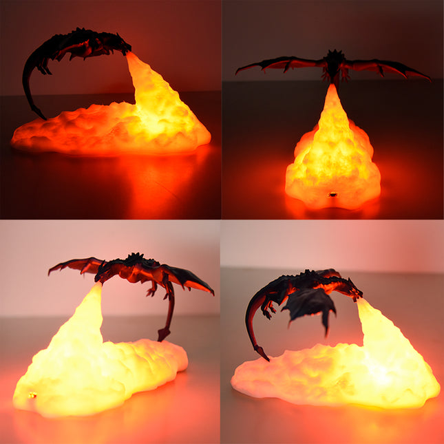 Lámpara 3D dragón que escupe fuego