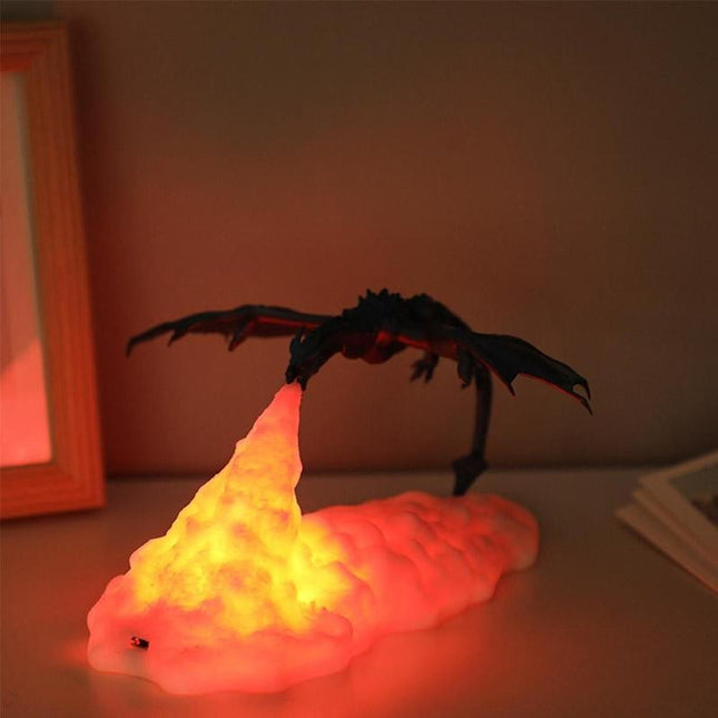 Lámpara 3D dragón que escupe fuego