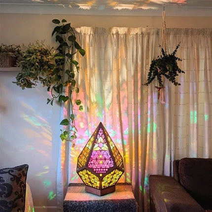 Lámpara geométrica de madera luz bohemia