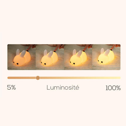 Luz quitamiedos conejo táctil de silicona