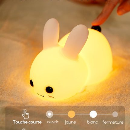 Luz quitamiedos conejo táctil de silicona