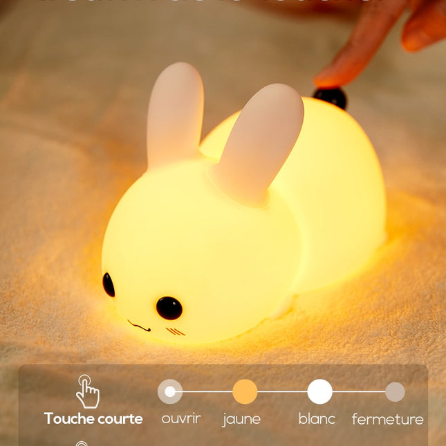 Luz quitamiedos conejo táctil de silicona
