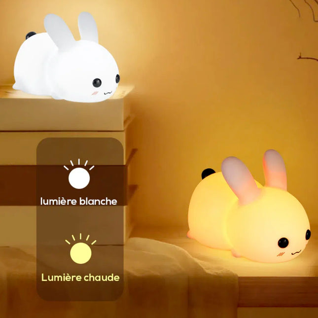 Luz quitamiedos conejo táctil de silicona