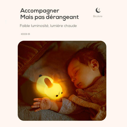 Luz quitamiedos conejo táctil de silicona