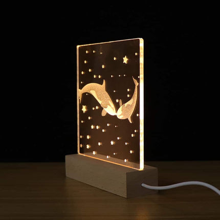 Lámpara acrílica LED pareja de ballenas