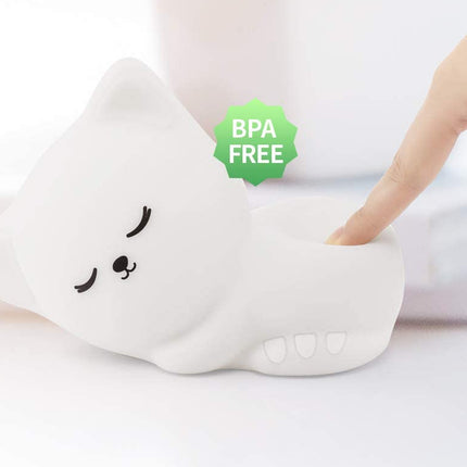 Luz quitamiedos gato de silicona recargable