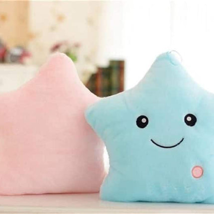 Almohada estrella luminosa de peluche azul