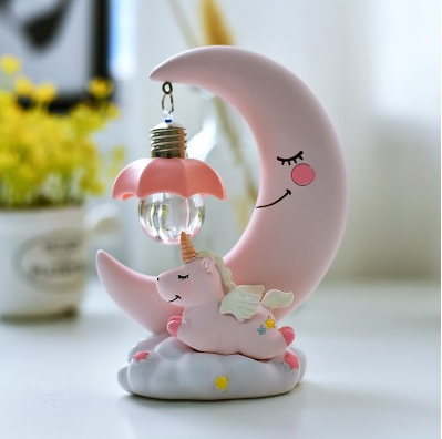 Luz de noche unicornio y luna