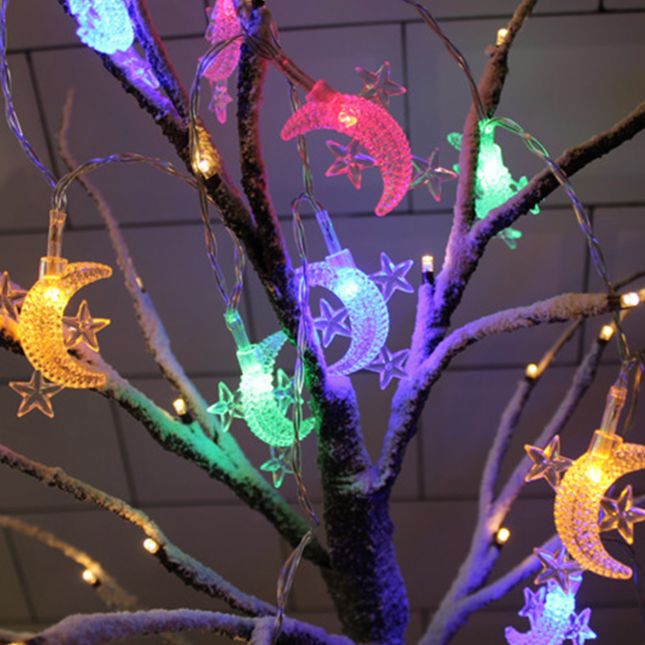 Guirnalda luces LED lunas y estrellas