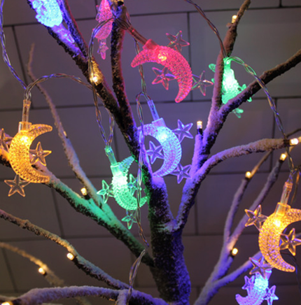 Guirnalda luces LED lunas y estrellas