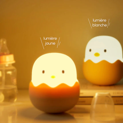 Luz quitamiedos pollito de silicona táctil