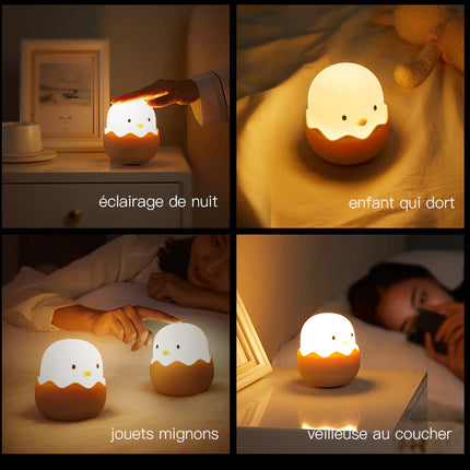 Luz quitamiedos pollito de silicona táctil