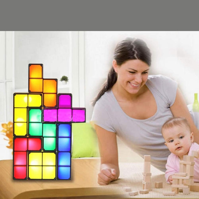 Lámpara de bloques Tetris luz LED