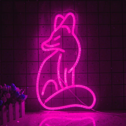 Letrero luminoso neón LED forma zorro
