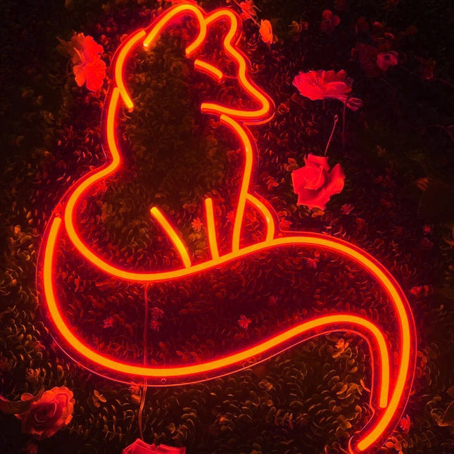 Luz de neón decorativa pared zorro