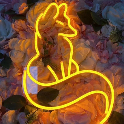 Luz de neón decorativa pared zorro