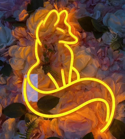 Luz de neón decorativa pared zorro