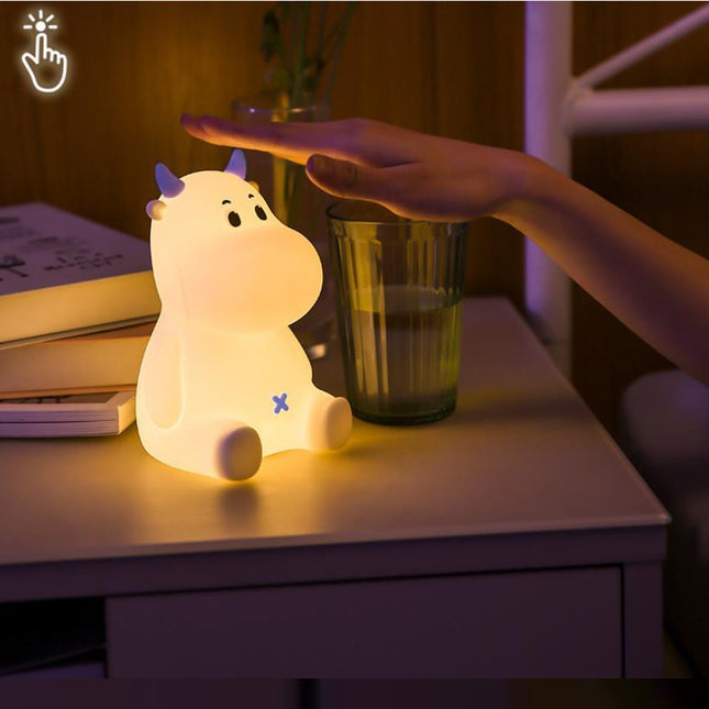 Luz de noche de silicona vaca regulable